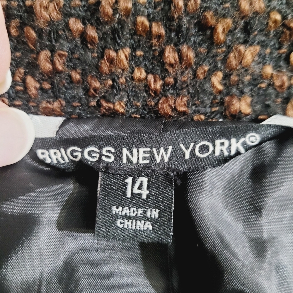 Briggs New York Women’s Brown Tweed Jacket Coat Size 14 Lined Button Front - Picture 12 of 14
